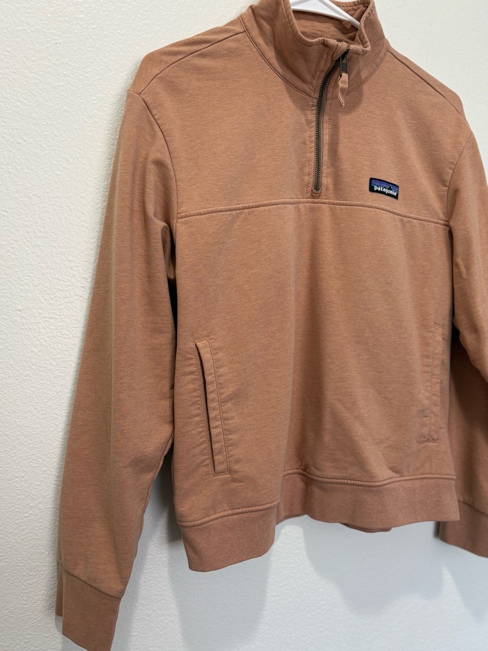 Patagonia Ahnya Organic Cotton Half-Zip Pullover in Heather Tan Size Small - Picture 2 of 10